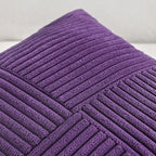 Fancy Homi 2 Packs Purple Decorative Throw Pillow Covers 16x16 Inch for Living Room Couch Bed, Farmhouse Boho Home Decor, Soft Corss Patchwork Corduroy Textured Square Cushion Case 40x40 cm