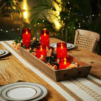 Homemory 9 Pcs Flameless Candles with Embedded Star String Fairy Lights, Battery Operated Candles, LED Candle, Fake Candles with Remote Control and Timer (Red)