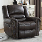 CANMOV Leather Recliner Chair, Classic and Traditional Manual Recliner Chair with Comfortable Arms and Back Single Sofa for Living Room, Dark Grey