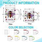 Hyturtle Personalized Colorful Bee Mug - Bee Keeper Gifts For Women Lovers Teacher - Honey Gifts For Beekeeper Farmer On Birthday - Queen Honeycomb Decor - Custom Coffee Cup Ceramic Mug 11 Oz 15 Oz