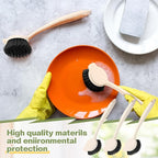 16 Pack Dish Brush with Handle Dish Scrubber Brush with Built-in Scraper Kitchen Scrub with Stiff Bristles Long Scrubber for Home Restaurant Pot Sink Washing Cleaning Supplies, Beige