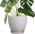 8 Inch Ceramic Pots for Plants Large Planter Pot with Drainage Hole and Saucer Round Flower Pot for Indoor Outdoor Decor, White