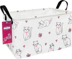 Rectangular Storage Basket Fabric Organizer Bin for Toys,Books,Clothes,Gifts,Pets-Perfect for Home,Office,Nursery,Dorm,Shelf(Rec-Love cat )