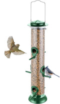 Metal Tube Bird Feeders for Outdoors Hanging,Finch Feeders for Outside,Chew-Proof Hanging Birdfeeder,Squirrel-Proof 6 Ports Bird Feeder 13 Inch,Anti-Rust,Green,1 Pack(Seed is not Included)