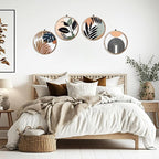 Qunclay 4 Pieces Boho Wall Art Wooden Bohemian Wall Decor Hanging Art Nursery Decor Farmhouse Geometric Hanging 10 Inch Aesthetic Wood Minimalist for Apartment Bedroom(Elegant)