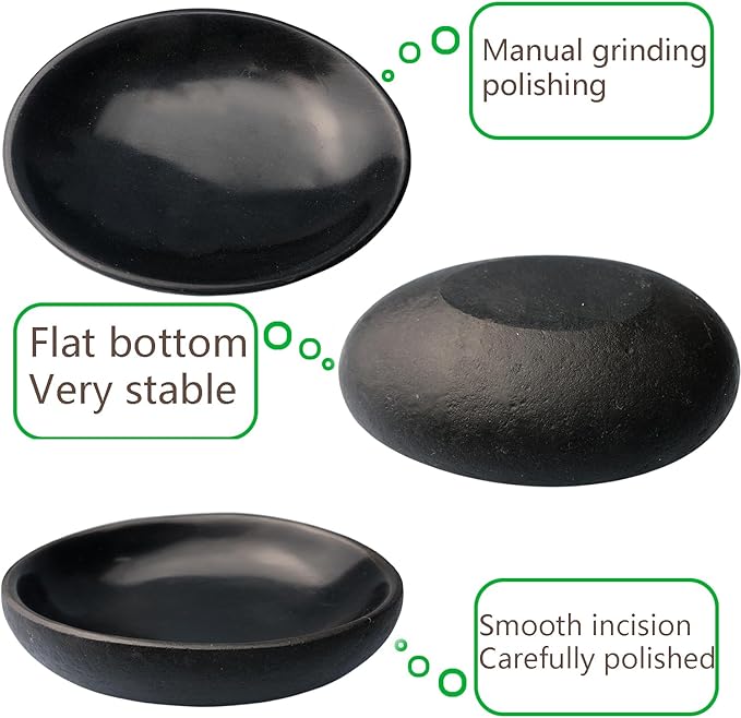 Handmade Decorative Bowl - Natural River Stone Pebble Artisan Crafted Serving Dish | 4-6 Inch Unique Decorative Tray for Home Centerpiece, Jewelry Holder (black)
