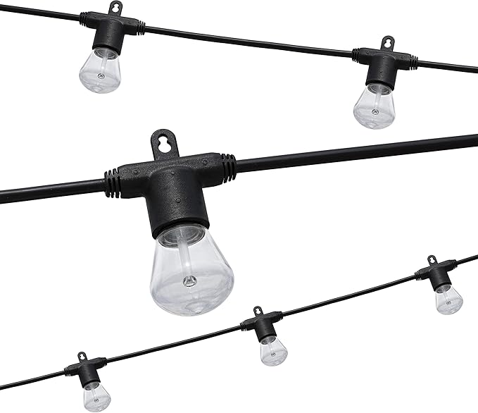 Enbrighten LED Bistro Outdoor String Lights, 48ft, 24 Shatter Resistant Lifetime Bulbs, 2200K Warm White, Weather Resistant, Indoor/Outdoor, Commercial Grade, Perfect for Backyard, Porch, Patio, 38357
