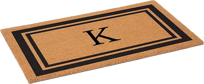 Calloway Mills 152963048K Black Border 30" x 48" Monogram Doormat Letter (K)
