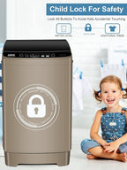 Full-Automatic Washing Machine 17.7 lbs Small Compact Portable 10 Wash Program & 8 Water Level Compact Washer with LED Display Ideal for Apartments, RV, Camping, Gold (KB03-GOLD6)