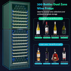 200 Bottle Dual Zone Wine Fridge – 24 Inch Large Capacity Wine Cooler Refrigerator Freestanding/Built-In with Upgraded Compressor, Low-Noise Wine Cellar & Intelligent Temperature Control - Black