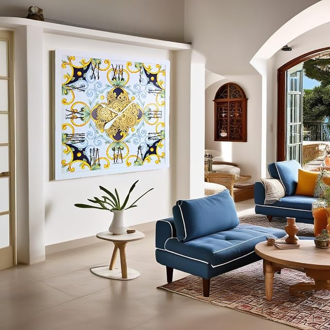 The Gears Clock Wall Clock Italy Collection with Moving Gears (Atrani, 36 inch Square)