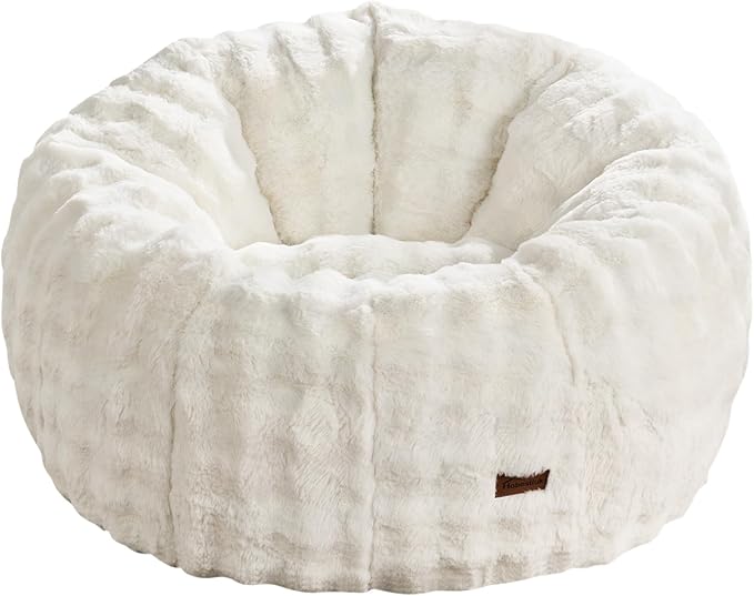 Hobestluk Bean Bag Chair Oversized Bean Bag Chair for Adults Donut-Shaped Large Bean Bag with Spacious Design for Living Room Bedroom or Reading Nook (Bubble White)