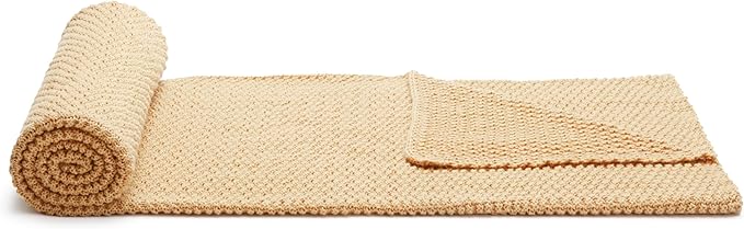Amazon Basics Chunky Cable Knit Throw Blanket for Couch, Sofa, Bed, Lightweight Soft Cozy, Sand, 50"x 60"
