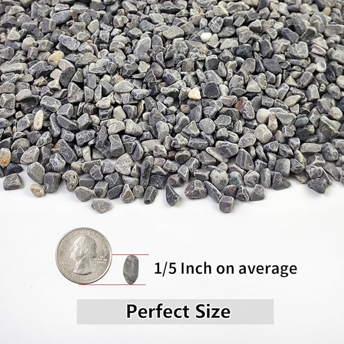 10LB Succulent and Cactus Gravel, 1/5 Inch Natural Decorative Polished Pebbles for Landscaping, Grey River Rocks for Plants, Vases, Aquariums, Terrarium and Outdoor Gardening