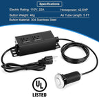 Dual Outlet Garbage Disposal Air Switch Kit, UL Listed Sink Top Air Switch for Food Waste Disposal, 3.58” Extra Long Air Button, Brushed Stainless Steel