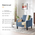VINGLI Mid Century Modern Accent Chair Set of 2,Navy Blue Chenille Chairs for Living Room Upholstered Armchair with Scooped Arms for Bedroom,Apartment,Studio,Office,Waiting Room