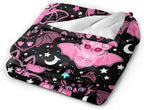 Pink Bat Throw Blanket Soft Fleece Blanket Men Women Gift for Kids Boys Girls for Party Couch Sofa Bed Deco Blankets 50"x40"