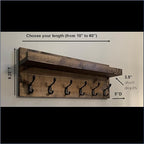 Coat Rack with Shelf Wall Mounted with Storage (Choose Your Length) Towel Rack Entryway Organizer Key Hooks (20" L (5 Hooks))