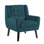 UIXE Accent Chairs Set of 2, Velvet Upholstered Armchair for Living Room, Modern Club Arm Chairs Comfy Single Sofa Button Tufted Bedroom Reading Seat - Blue