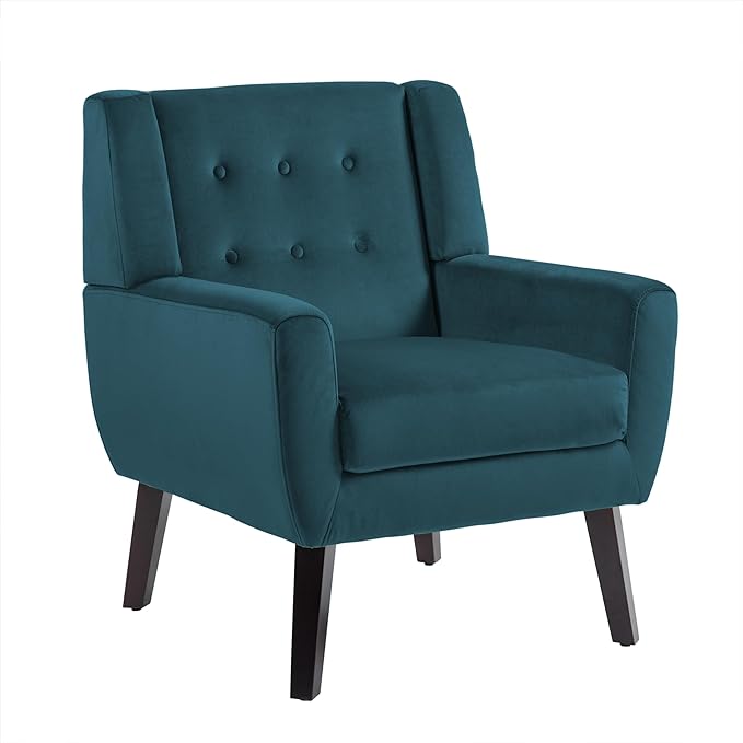UIXE Accent Chairs Set of 2, Velvet Upholstered Armchair for Living Room, Modern Club Arm Chairs Comfy Single Sofa Button Tufted Bedroom Reading Seat - Blue