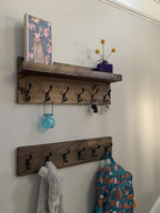 Coat Rack with Shelf Wall Mounted with Storage (Choose Your Length) Towel Rack Entryway Organizer Key Hooks (36" L (9 Hooks) Set of 2)