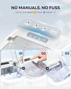 EUHOMY Countertop Ice Maker Machine with Handle, 26lbs Per Day, 9 Ice Cubes Ready in 6 Mins, Auto-Cleaning Portable Ice Maker with Basket and Scoop, for Home/Kitchen/Camping/RV (White)