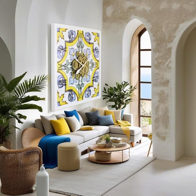 The Gears Clock Wall Clock Italy Collection with Moving Gears (Minori, 36 inch Square)