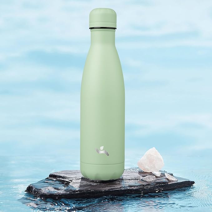 Insulated Water Bottles,17 oz Double Wall Stainless Steel Vacumm Metal Flask for Sports Travel,Macaron Green