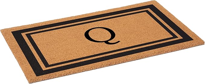 Calloway Mills 152962448 Black Border 24" x 48" Monogram Doormat (Letter Q)