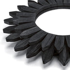Honiway Black Wall Decor Wall Mirror 12 inch Boho Wall Decor Wood Decorative Mirror for Room Decor Home Decor for Bedroom Living Room Bathroom Kitchen Black