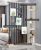 Wall Room Divider, Storage Cabinet Storage Display with Shelves, Modern Freestanding Wood Room Divider Screen, Wall Privacy Screens for Home Decorative (Beige+Black,55" L x 9.5" W x 79.5" H)
