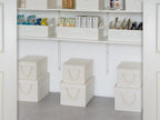 StorageWorks Storage Bins with Lids, Decorative Storage Boxes with Lid and Soft Rope Handles, Foldable Storage Baskets for Closet, Shelves, Stackable, Ivory and White, Jumbo, 3-Pack