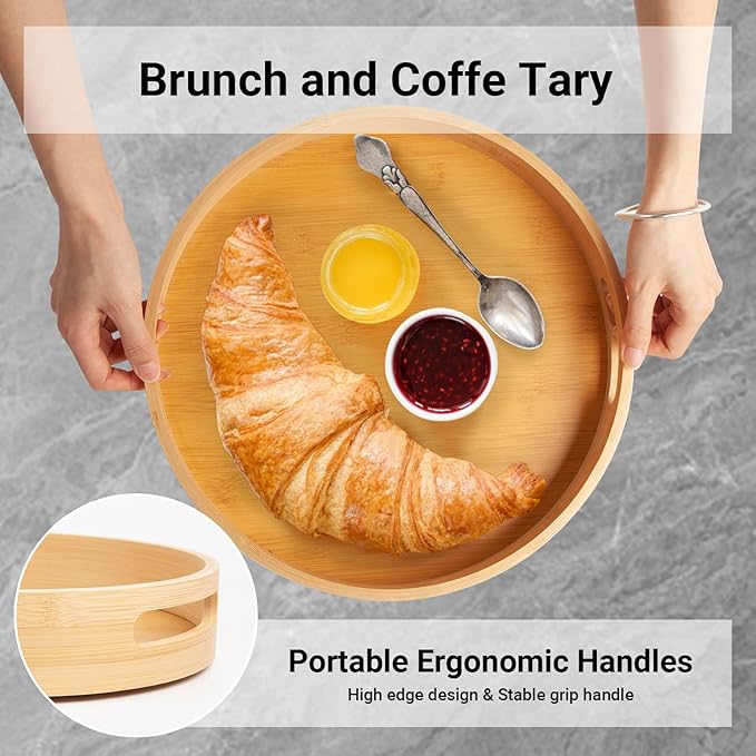 10in Bamboo Lazy Susan Organizer for Countertop and Cabinet with Large and Stable Chassis,Round Rotating Bamboo Tray for Station Organizer,for Kitchen Bathroom Laundry Room (10in)
