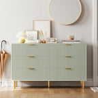 GAOMON 6 Drawer Dresser, Wood Chest of Drawers Organizer Storage with Gold Handle, Large Storage Cabinet, Modern Design Dresser for Bedroom, Living Room, Closet, Hallway, Entryway, Green