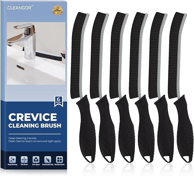 Crevice Cleaning Brushes, Cleaner Scrub Brush Tool for Hard to Reach Tight Space, Home Essentials, Cleaning Supplies for Shower, Bathroom, Kitchen, Toilet, Window