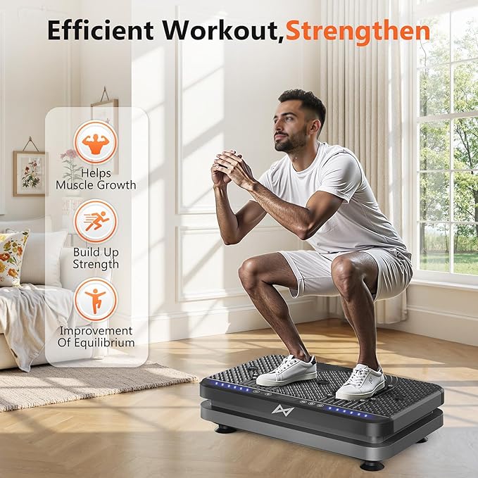 AXV Vibration Plate Fitness Platform Exercise Machine Vibrating Lymphatic Drainage Shaking Full Body Shaker Workout Vibrate Stand Shake Board Sport Gym for Weight Loss Fat Burner for Women Men