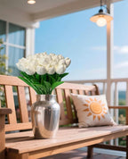 15pcs White Tulips PU Artificial Flowers Real Touch Fake Tulips for Spring Easter Home Kitchen Wedding Bouquet Bulk Mother's Gift Day Decorations