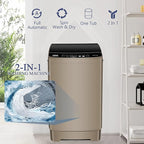 Full Automatic Washing Machine with LED Display, 17.7 lbs Portable Washer Drain Pump, 10 Programs & 8 Water Levels Selections, Ideal for RV, Camping, Apartment, Dorm, Gold