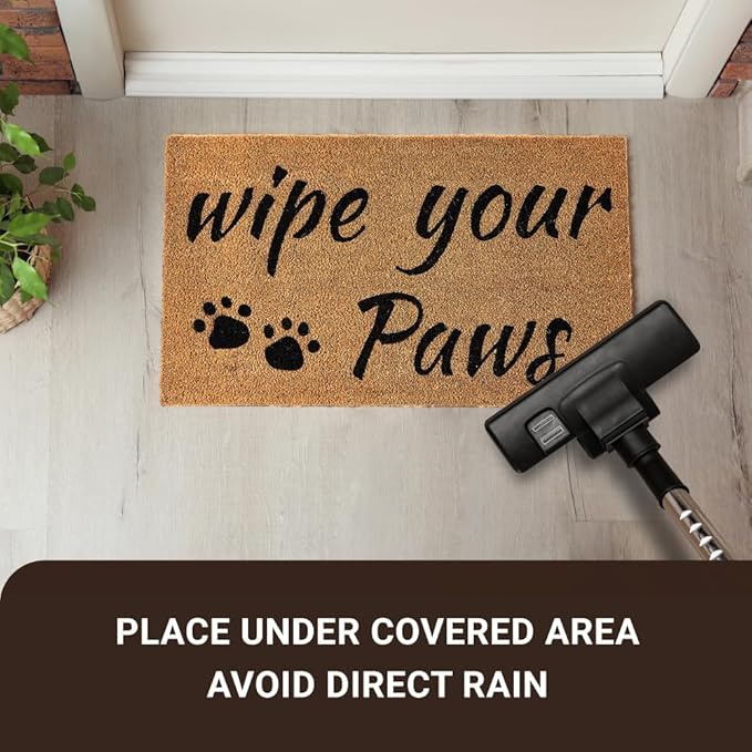 KANKUN Coco Coir Door Mat with Heavy Duty Backing, Welcome Doormat (17" x 30"), Doormat Entrance (Wipe Your Paws)