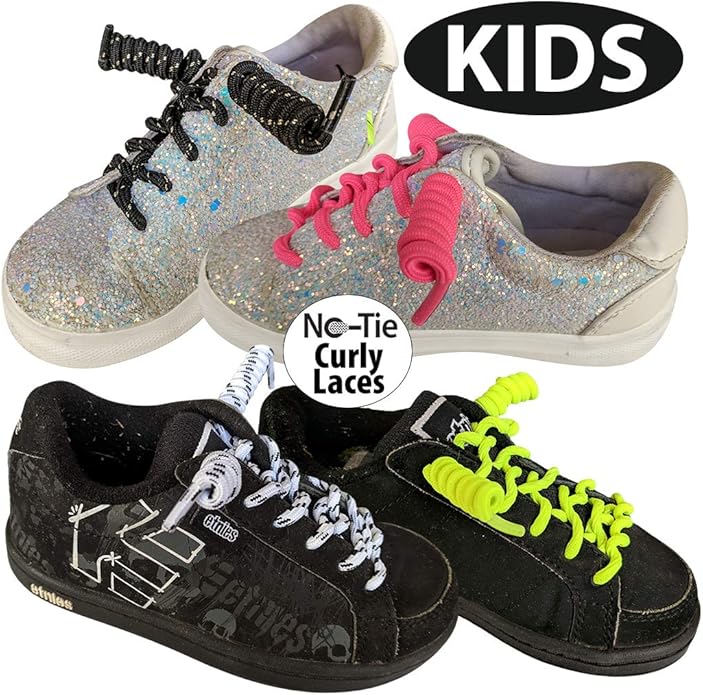 FOOTMATTERS Curly No Tie Shoe Laces - Elastic Spring Laces