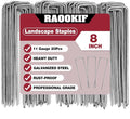 RAOOKIF 8 Inch Galvanized Garden Landscape Staples, 20/50/100/200Pcs Garden Metal Stakes, 11 Gauge Heavy Duty Ground Stakes for Decoration, Fence, Lawn, Fabric Pins