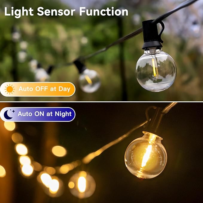 Outdoor String Lights 150FT with Remote Dimmer, G40 Globe LED Patio Lights with 75 Edison Plastic Bulbs(4 Spare), Waterproof Connectable Hanging Lights for Backyard Porch Balcony Yard Deck Party Decor