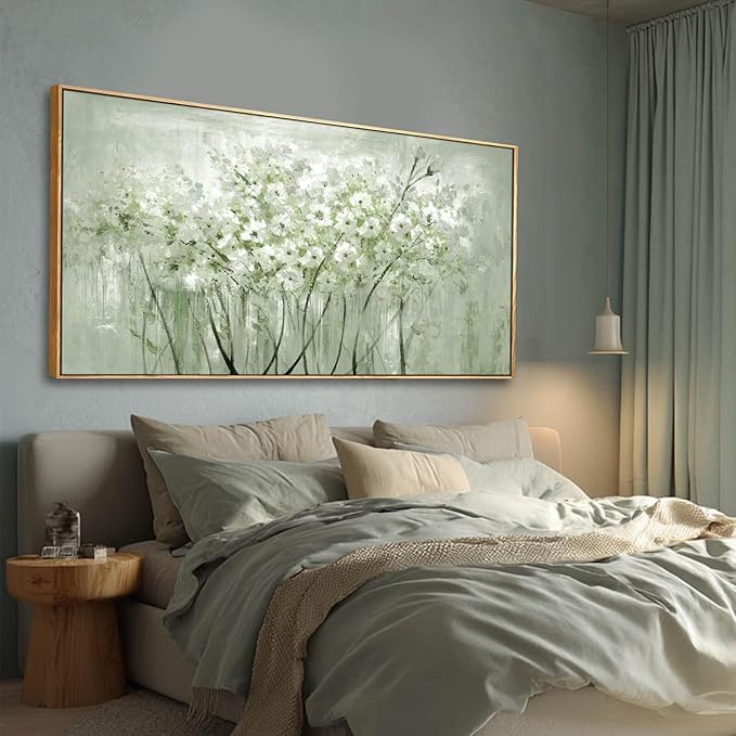 Framed Floral Wall Art Green botanical Canvas 24"x48" Artwork plant print Nature Wall Decor for Home Living Room Bedroom Kitchen Office