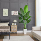 Lifelike Bird of Paradise Silk Artificial Plant Faux Banana Leaf Tree for Home Decor - Perfect Indoor Floor Plant with 9 Trunks (1, Black Planter, 5 FT)