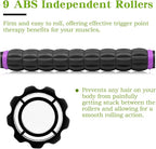 Muscle Roller Massage Roller Stick for Athletes, Help Reducing Muscle Soreness Cramping Tightness Leg Arms Back Calves Muscle Massager（Purple Black- 18 inch）