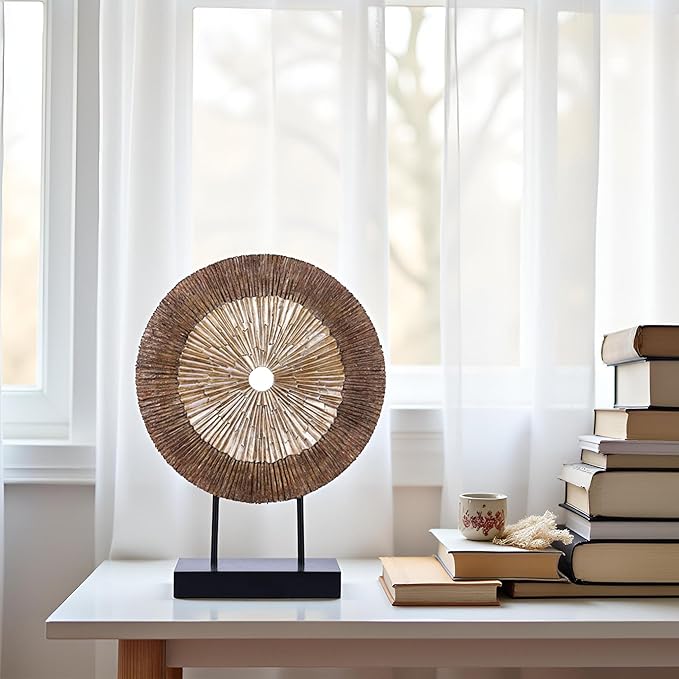 XMGZQ Wood Color Minimalist Round Statue Above Cabinet Decor Kitchen,Modern Decorative Sculpture Home Decorations for Living Room Coffee Table,Shelf Decor Items,Center Pieces Decoration for Table