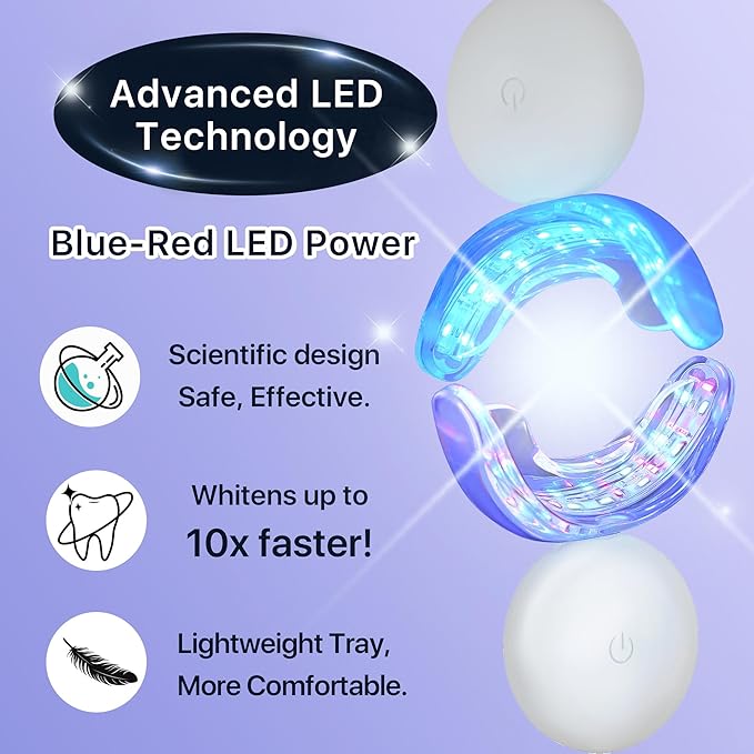 American Teeth Whitening Kit, Teeth Whitening Gel, Pen, Whitening Trays with Light, 25 Uses, Whiten Up to 8 Shades in 1 Week, 2025 Powerful Teeth Whitener