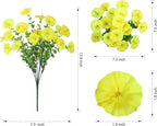 Artificial Mums for Outdoors Fake Fall Flowers Plants for Autumn Decoration, 12 Bundles Silk Morning Glory with Eucalyptus Look Real UV Resistant Faux Mums for Outside Planters Yard Patio Porch, Mix