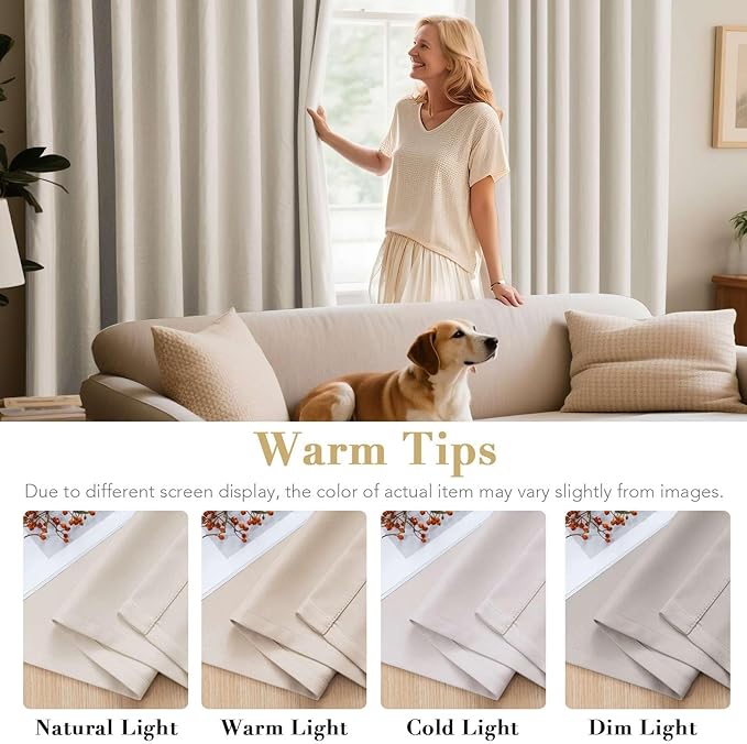H.VERSAILTEX Room Darkening Curtains for Living Room Light Reducing Thermal Insulated Window Treatment Panels/Drapes Grommet Top 2 Panels (Ivory - 42 x 84 Inches)