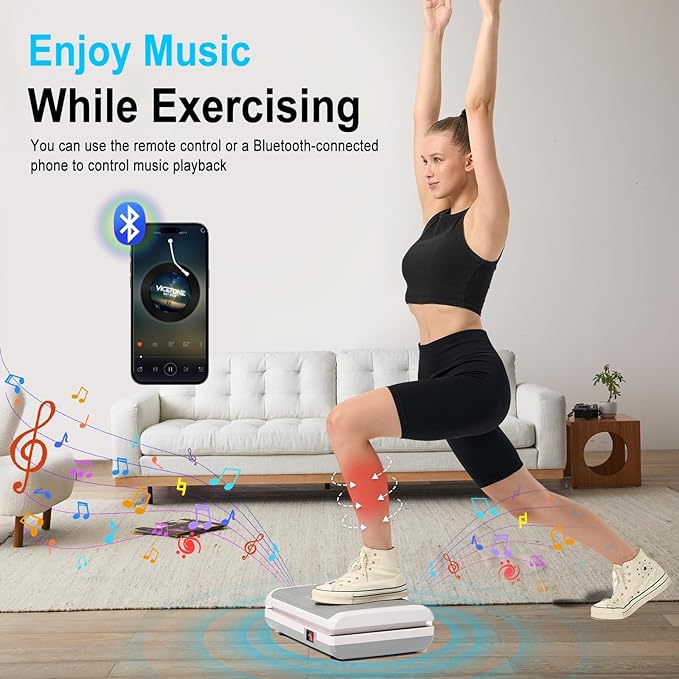 HOTWAVE Vibration Plate Exercise Machine for Lymphatic Drainage, Power Vibrating Plates Platform for Weight Loss - Whole Body Shaker Vibration Plate Machine Home Gym Shaping Fitness Workout